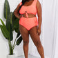 Marina West Swim Sanibel Crop Swim Top and Ruched Bottoms Set in Coral