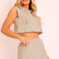 Hooded Crop Top & Pocketed Shorts Set