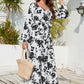 Floral Print V-Neck Long Sleeve Maxi Dress