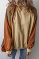 Color Block Long Sleeve Sweatshirt Tan