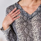 Hailey & Co Full Size Snakeskin V-Neck Long Sleeve Top