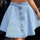 Buttoned Mini Denim Skirt