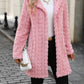 Heart Open Front Hooded Fuzzy Coat