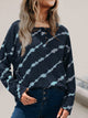 Striped Round Neck Long Sleeve T-Shirt French Blue