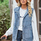 Sleeveless Denim Top with A Detachable Hood