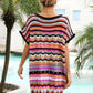 Rainbow Stripe Scalloped V-Neck Cover-Up Dress