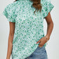 Ditsy Floral Mock Neck Flounce Sleeve Blouse