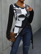 Perfee Geometric Round Neck Long Sleeve T-Shirt Black