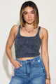Zenana Ribbed Washed Square Neck Tank ASH BLACK
