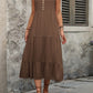 Decorative Button Notched Sleeveless Dress