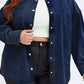 Plus Size Snap Down Pocketed Denim Jacket