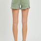 RISEN Mid Waist Frayed Hem Denim Shorts