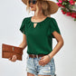 Cutout Round Neck Petal Sleeve Blouse