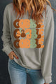 Letter Graphic Round Neck Long Sleeve Sweatshirt Gray