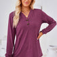 V-Neck Buttoned Long Sleeve Blouse