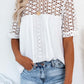 Cutout Round Neck Half Sleeve Blouse