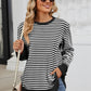 Striped Round Neck Long Sleeve Sweatshirt