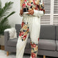 Printed Round Neck Top and Pants Lounge Set