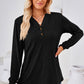 V-Neck Buttoned Long Sleeve Blouse