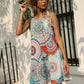 Printed Round Neck Sleeveless Dress with Pockets