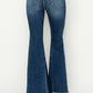 RISEN Full Size High Rise Side Shadow Seam Detail Slit Flare Jeans