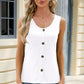 Decorative Button Round Neck Tank