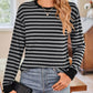 Lovelet Striped Round Neck Long Sleeve T-Shirt