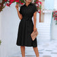 Cuffed Short Sleeve Belted Shirt Dress