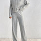 Drawstring Ribbed Hoodie and Straight Leg Pants Set