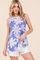 BOMBOM Floral Round Neck Tank Blue