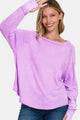 Zenana Round Neck Thumbhole Long Sleeve T-Shirt Lavender