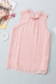 Frill Printed Round Neck Tank Blush Pink