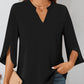 Notched Slit Half Sleeve Blouse