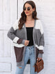Color Block Open Front Cardigan Dark Gray One Size