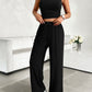 Mock Neck Sleeveless Top and Drawstring Pants Set