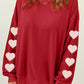 Heart Round Neck Dropped Shoulder Sweatshirt