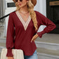 V-Neck Flounce Sleeve Blouse