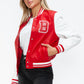 Love Me Now PU Leather Contrast Snap Down Bomber Jacket