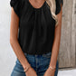 Ivy Lane Ruched Round Neck Cap Sleeve Blouse