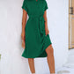 Cuffed Short Sleeve Belted Shirt Dress