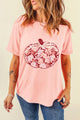 Pumpkin Graphic Round Neck Long Sleeve T-Shirt Blush Pink