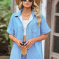 Pocketed Button Up Short Sleeve Denim Shirt