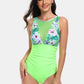 Cutout Printed Round Neck One-Piece Swimwear