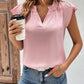 Notched Cap Sleeve Blouse