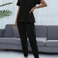 Round Neck Short Sleeve Top and Pants Set