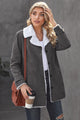 Pocketed Button Up Collared Neck Coat Dark Gray