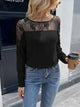 Ivy Lane Lace Long Sleeve Round Neck Tee Black