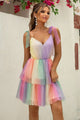 Gradient Tie-Shoulder Layered Dress Multicolor