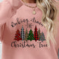 Christmas Tree Graphic Round Neck Sweatshirt