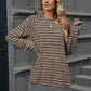 Pocketed Striped Round Neck Long Sleeve T-Shirt